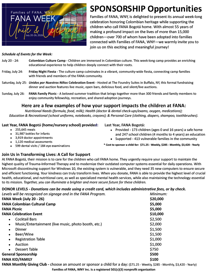 FANA Celebration Sponsorship Opportunities